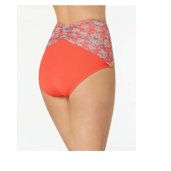 COCO REEF Printed High-Waist Women's Bikini Bottoms, Tangerine Size: L - Picture 2 of 5